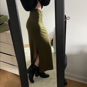 High waisted side slit maxi skirt